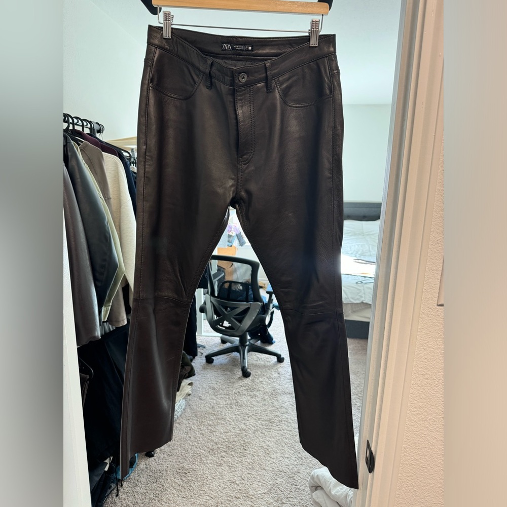 Zara 100% Lambskin Leather Pants